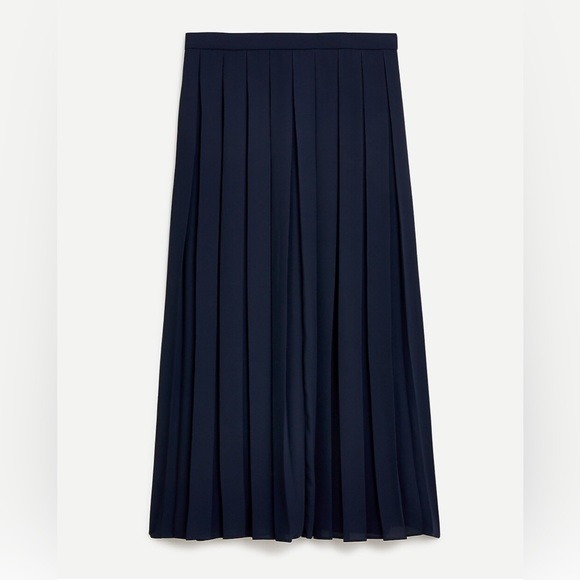 J Crew 2/4 wide pleated navy  midi skirt - Picture 1 of 7